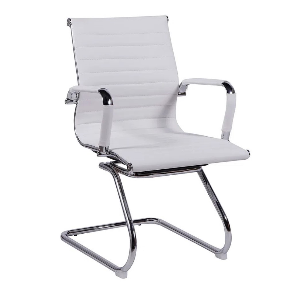 Cadeira Skylux Esteirinha Aproximação - Estrutura Fixa Sky Cromada - Oferta *Branco MX728F