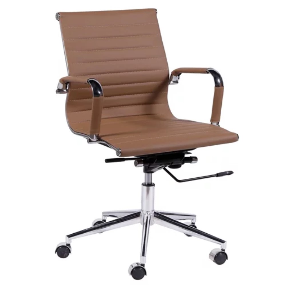 Cadeira Skylux Esteirinha Diretor - Base Giratória Cromada - Oferta *Caramelo MX728D