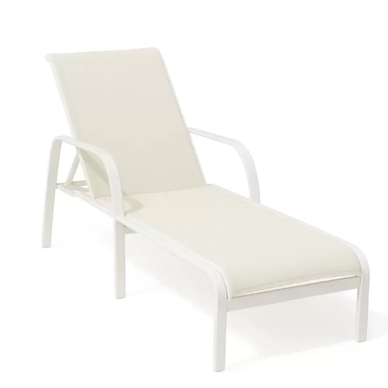 Espreguiçadeira Para Piscina Summer - Alumínio Branco, Tela Sling Branca | Empilhável