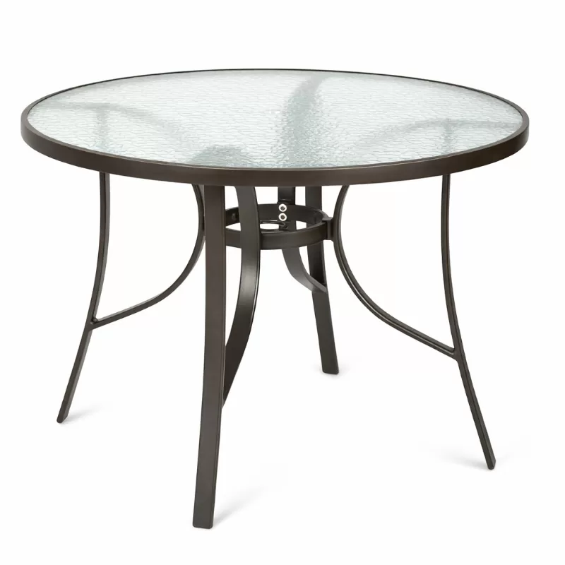 Mesa Summer - Estrutura Alumínio Marrom | Tampo De Vidro Jateado